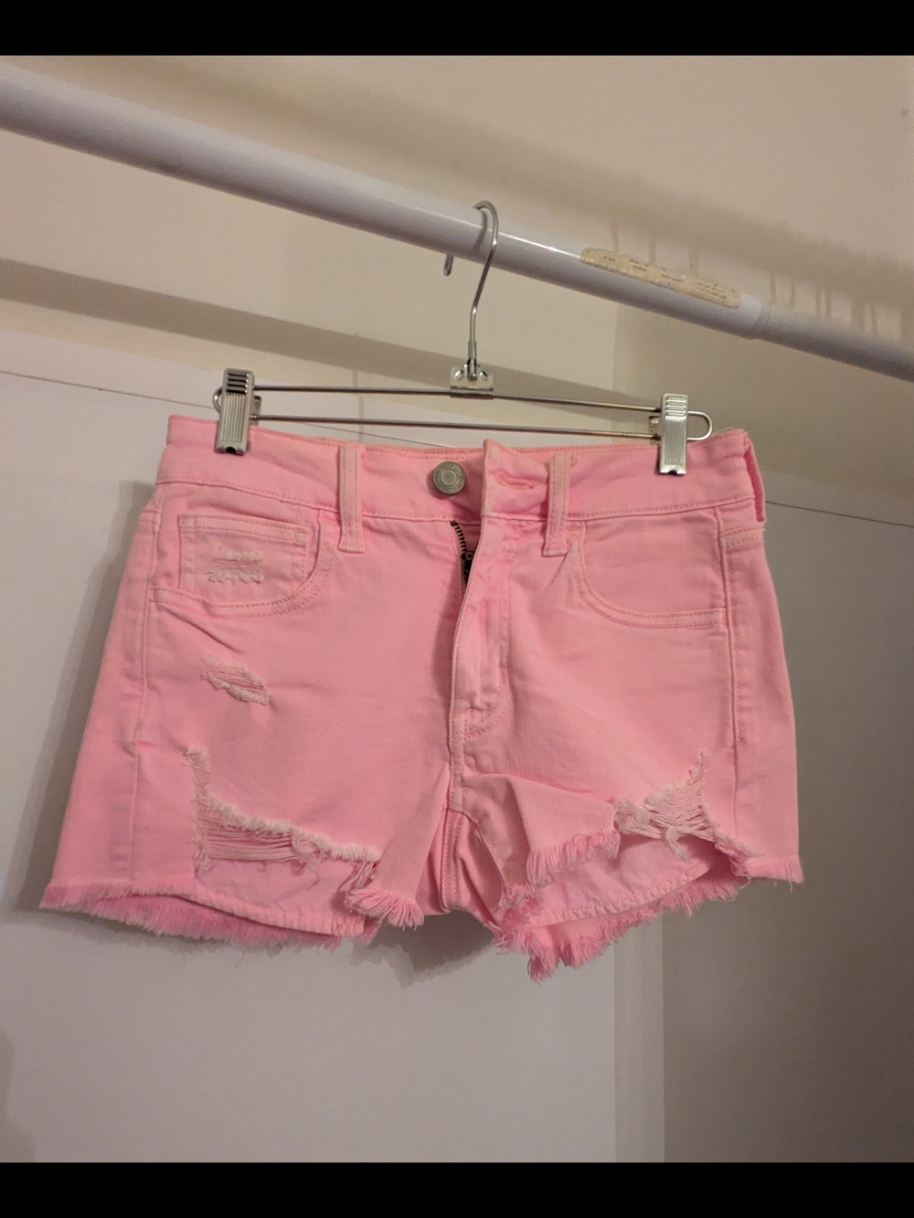 American Eagle Outfitters Pink Distressed Denim Shorts